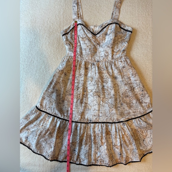 Hot Topic Map Atlas Print Dress, Black Trim. Neutrals. Women’s Medium - Picture 4 of 11